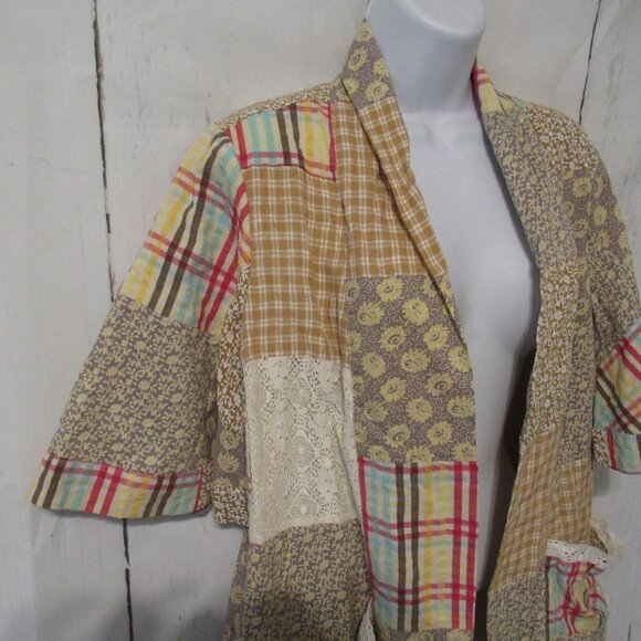 New April Cornell Kimono XS Floral Patchwork Honey Bee Cover Up Cardigan - Picture 4 of 10